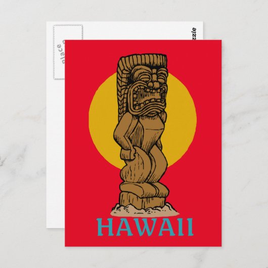 Retro Hawaiian Tiki Briefkaart (Voorkant / Achterkant)