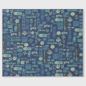 Retro Hawaiian Tiki Icons Cadeaupapier (Vlak)