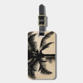 Retro Hawaiian Tropical Palm Tree Silhouette Black Bagagelabel (Voorkant verticaal)