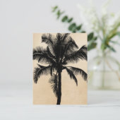 Retro Hawaiian Tropical Palm Tree Silhouette Black Briefkaart (Staand voorkant)
