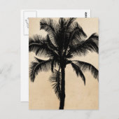 Retro Hawaiian Tropical Palm Tree Silhouette Black Briefkaart (Voorkant / Achterkant)