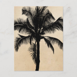 Retro Hawaiian Tropical Palm Tree Silhouette Black Briefkaart
