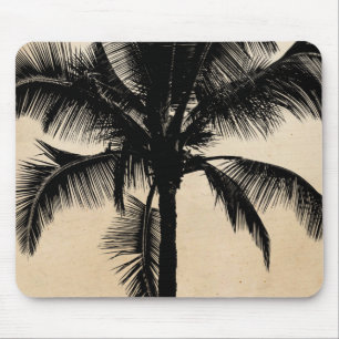 Retro Hawaiian Tropical Palm Tree Silhouette Black Muismat