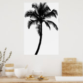 Retro Hawaiian Tropical Palm Tree Silhouette Black Poster (Keuken)