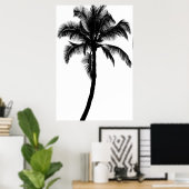 Retro Hawaiian Tropical Palm Tree Silhouette Black Poster (Thuiskantoor)