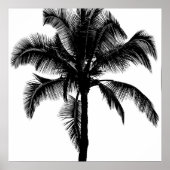 Retro Hawaiian Tropical Palm Tree Silhouette Black Poster (Voorkant)