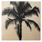 Retro Hawaiian Tropical Palm Tree Silhouette Black Tegeltje (Voorkant)