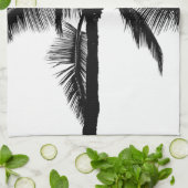 Retro Hawaiian Tropical Palm Tree Silhouette Black Theedoek (Gevouwen)