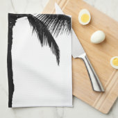 Retro Hawaiian Tropical Palm Tree Silhouette Black Theedoek (Quarter Fold)