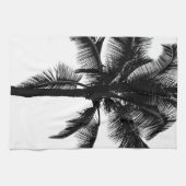 Retro Hawaiian Tropical Palm Tree Silhouette Black Theedoek (Horizontaal)