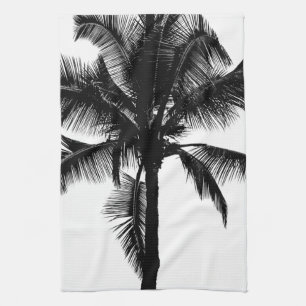 Retro Hawaiian Tropical Palm Tree Silhouette Black Theedoek