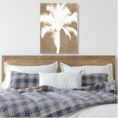 Retro Hawaiian Tropical Palm Tree Silhouette White Canvas Afdruk (Insitu (Slaapkamer))