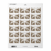 Retro Hawaiian Tropical Palm Tree Silhouette White Etiket (Full Sheet)