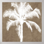 Retro Hawaiian Tropical Palm Tree Silhouette White Poster (Voorkant)