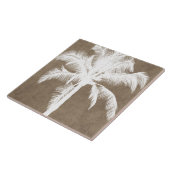 Retro Hawaiian Tropical Palm Tree Silhouette White Tegeltje (Zijkant)