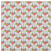 Retro Hawaiian Ukulele Floral Stof (Swatch)