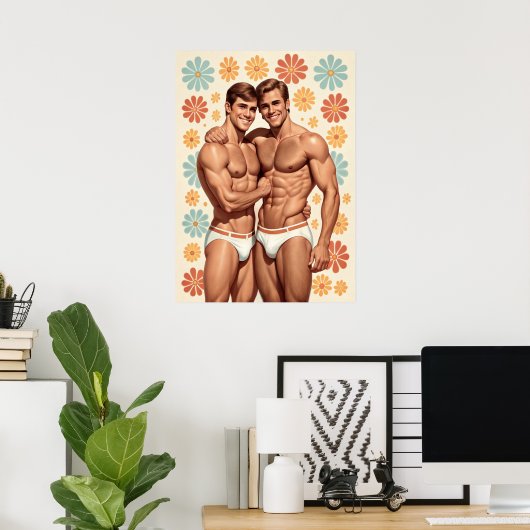 Retro HBT Bloemenpower Poster (Thuiskantoor)