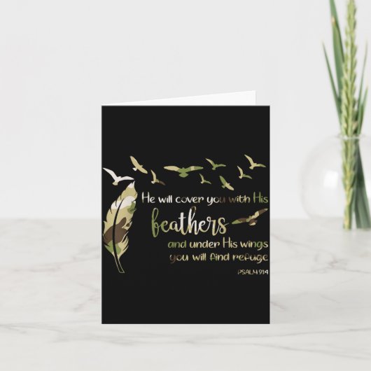 Retro He Will Cover You With His Beathers Jesus Re Kaart (Voorkant)