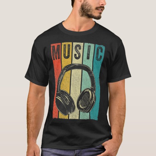 Retro Headphones DJ Producer Electronic T-shirt (Voorkant)