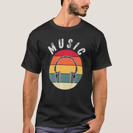 Retro Headphones Electronic Music DJ 6 T-shirt (Voorkant)