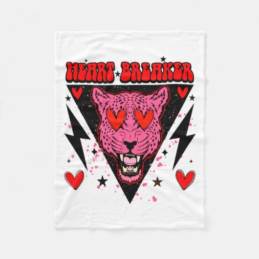 Retro Heart Breaker Valentines Day Tiger Love  Fleece Deken (Voorkant)