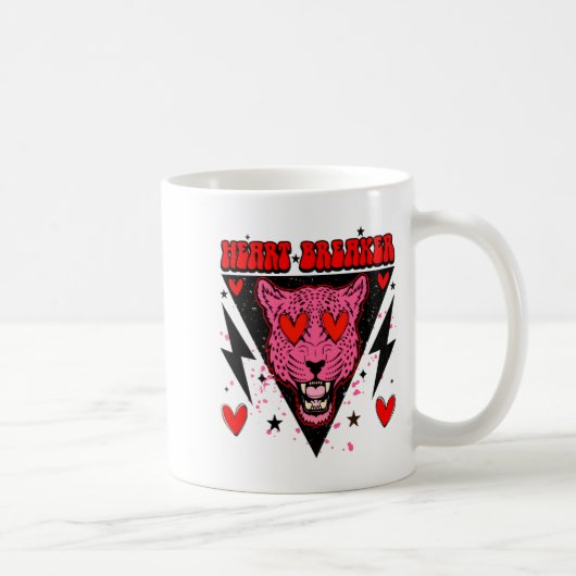 Retro Heart Breaker Valentines Day Tiger Love  Koffiemok (Rechts)
