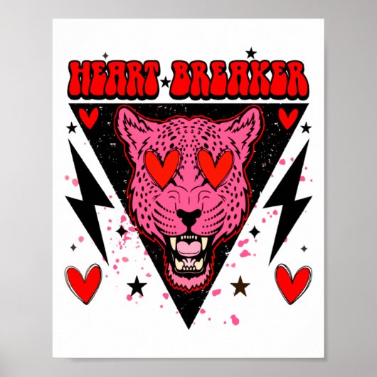 Retro Heart Breaker Valentines Day Tiger Love  Poster (Voorkant)