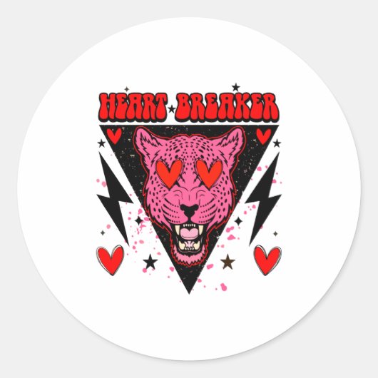 Retro Heart Breaker Valentines Day Tiger Love  Ronde Sticker (Voorkant)
