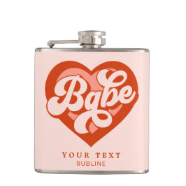 Retro Heart Bride Babe Tribe Bachelorette Heupfles