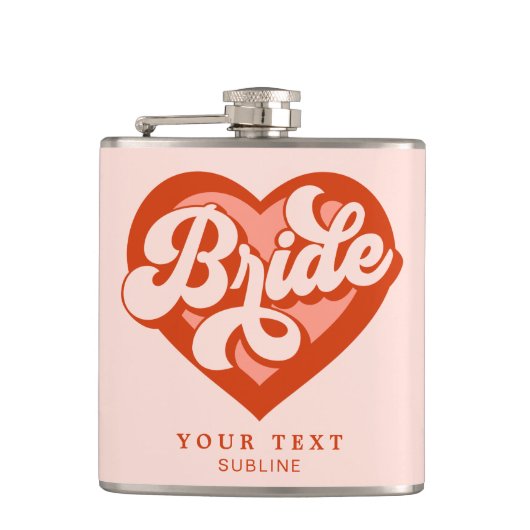 Retro Heart Bride Babe Tribe Bachelorette Heupfles (Voorkant)