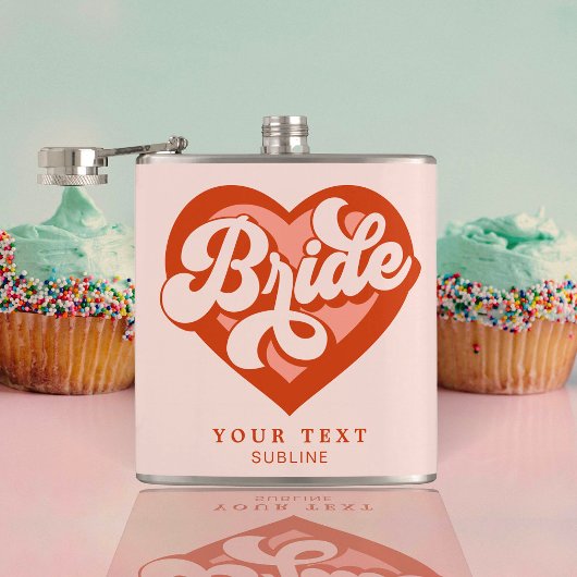 Retro Heart Bride Babe Tribe Bachelorette Heupfles
