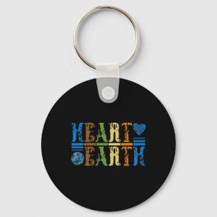 Retro Heart Earth Anagram  Earth Day Liefde Sleutelhanger