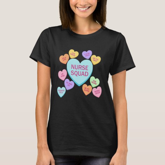 Retro Heart Funny Nurse Squad Happy Valentines Day T-shirt (Voorkant)