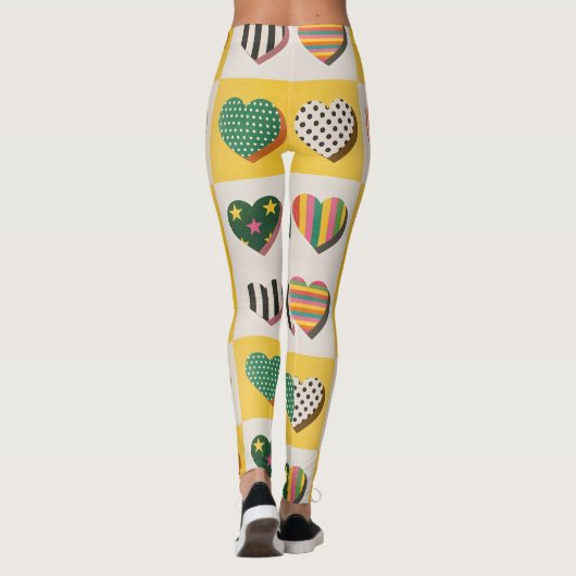 Retro Heart Grid Leggings (Achterkant)