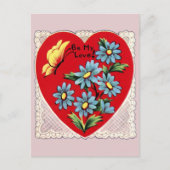 Retro Heart Kant en Bloemen Valentijn Briefkaart (Voorkant)