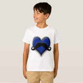 Retro Heart Mustache in Blue T-shirt (Voorkant volledig)