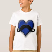 Retro Heart Mustache in Blue T-shirt (Voorkant)