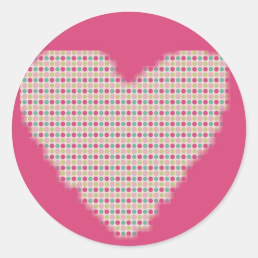 Retro Heart Ronde Sticker (Voorkant)