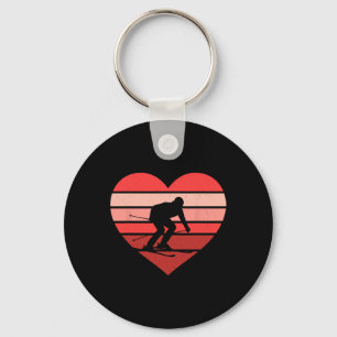 Retro Heart Skiën Ski Valentijn Vrouwen Me Sleutelhanger