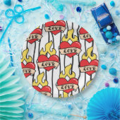 Retro Heart Tattoo Papieren Bordje (Feest)