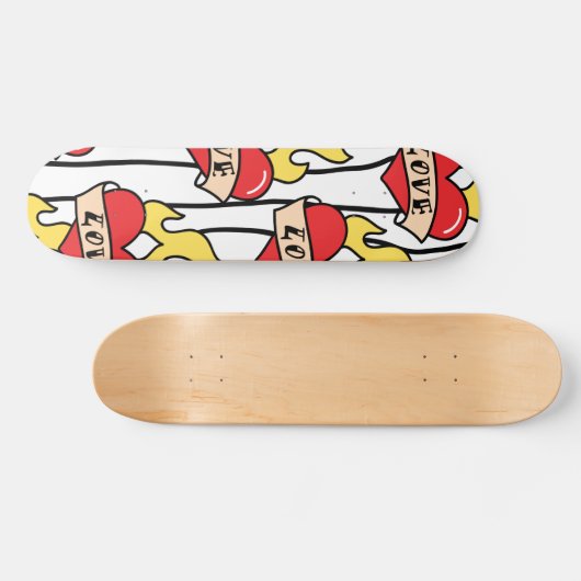 Retro Heart Tattoo Persoonlijk Skateboard (Horizontaal)