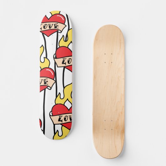 Retro Heart Tattoo Persoonlijk Skateboard (Voorkant)