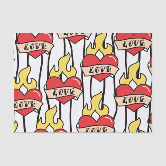 Retro Heart Tattoo Tissuepapier (Voorkant)