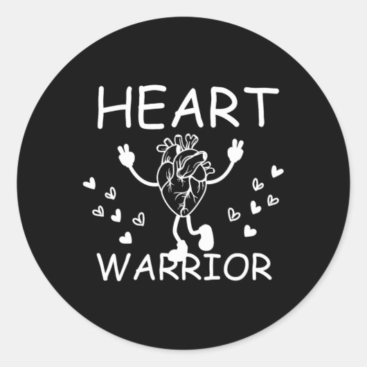 Retro Heart Warrior Anatomisch Hart CHD Bewustzijn Ronde Sticker (Voorkant)