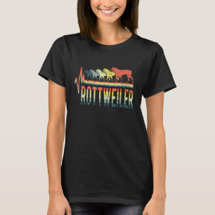  Retro Heartbeat Word Rottweiler Dog Animal T-shirt