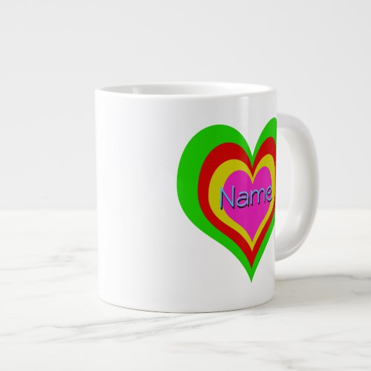 Retro Hearts - 20oz Jumbo Cup / Mok (Voorkant rechts)