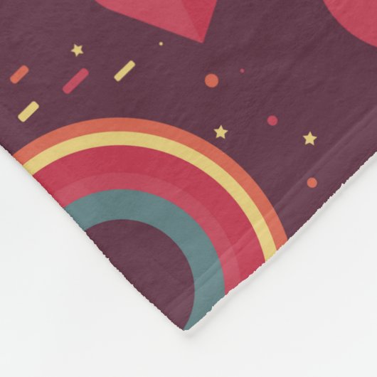 Retro Hearts and Circles Pattern Fleece Deken (Hoek)