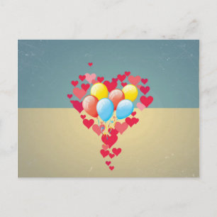 Retro Hearts-ballonnen Turquoise Blue Cream Briefkaart