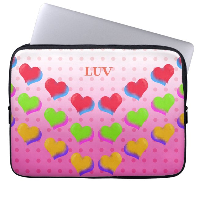 Retro Hearts Design Laptop Sleeve (Voorkant)