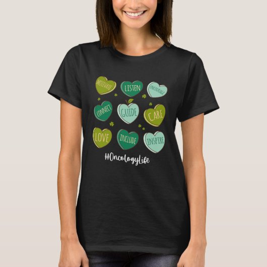 Retro Hearts Oncology Nurse Life  St Patrick s Day T-shirt (Voorkant)